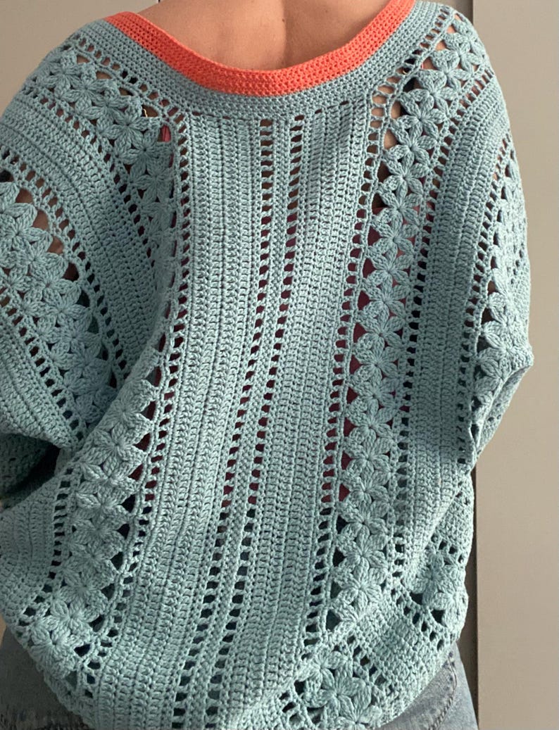 CROCHET PATTERN FLORA Sweater Cardigan Adult Crochet , Women Granny Square Jacket Crochet Pullover Crochet Tutorial Easy Crochet