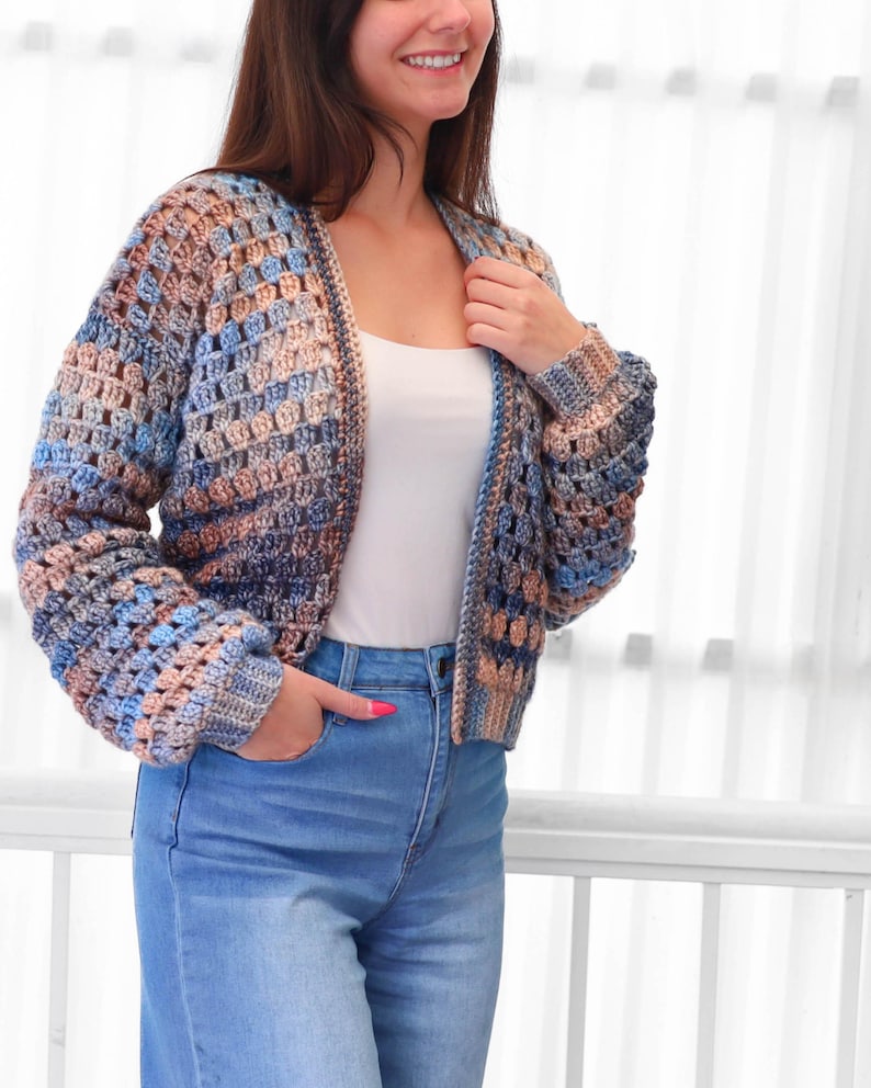 Crochet pattern- ELOISE Crochet Cardigan pattern PDF- Women crochet gift handmade - 3 panels Crochet pullover- Easy Granny sweater-XS-3XL
