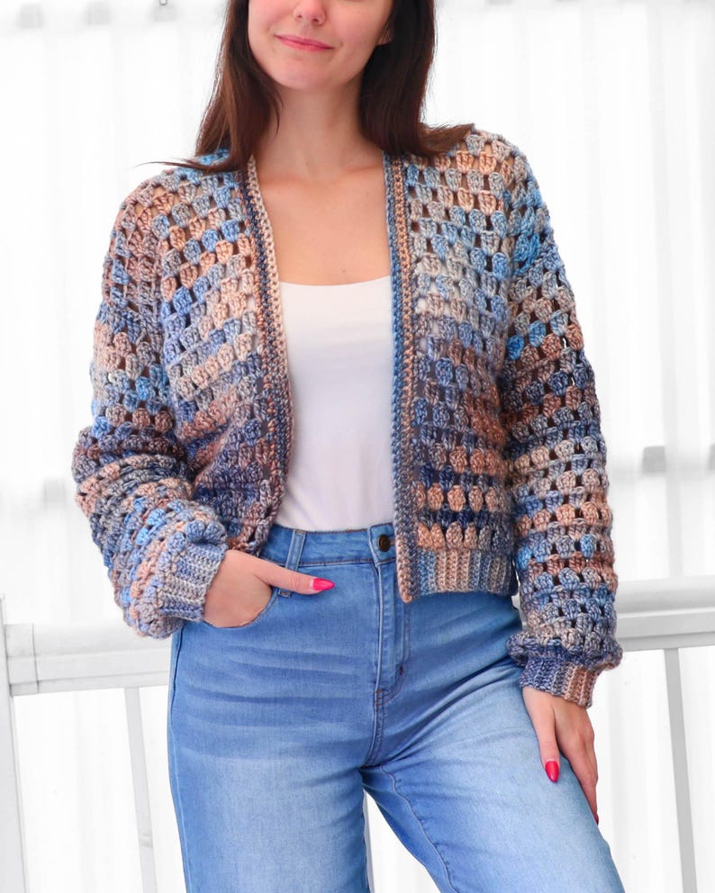 Crochet pattern- ELOISE Crochet Cardigan pattern PDF- Women crochet gift handmade - 3 panels Crochet pullover- Easy Granny sweater-XS-3XL