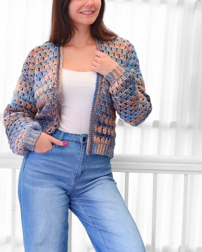 Crochet pattern- ELOISE Crochet Cardigan pattern PDF- Women crochet gift handmade - 3 panels Crochet pullover- Easy Granny sweater-XS-3XL